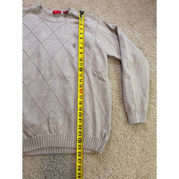 Vintage IZOD Sweater Mens Medium Beige Cotton Logo Tight Knit NWT NEW‎ - Picture 2 of 7